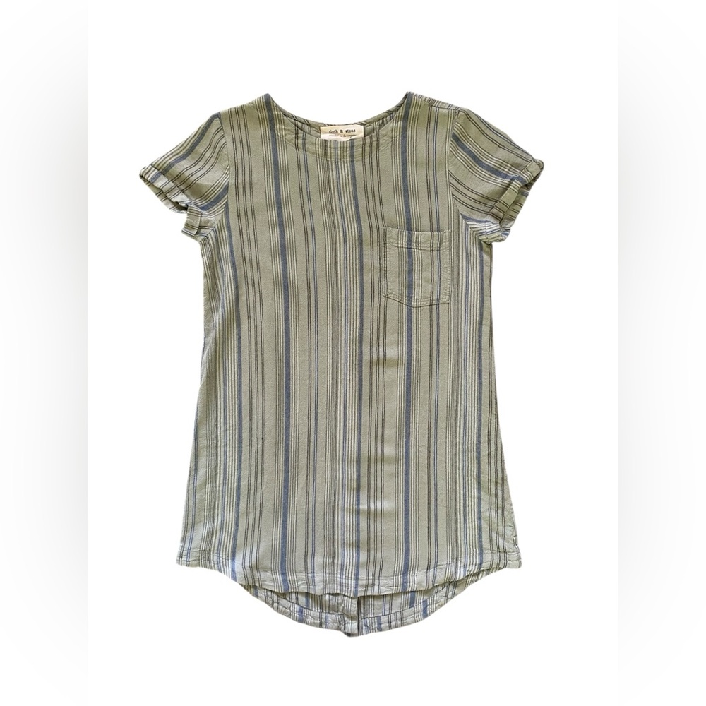 Cloth & Stone Linen Blend Striped T-Shirt Dress Size Small Lagenlook Minimal